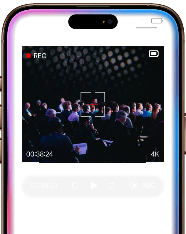 Grabación de evento para marketing digital en un smartphone con luz de borde.